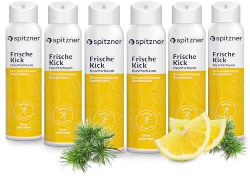 Spitzner Duschschaum – Harmonisierende Wellness-Dusche, sanft reinigender Schaum, hautverträglich und 100% vegan (Citrus-Ceder, 150 ml (6er Pack))