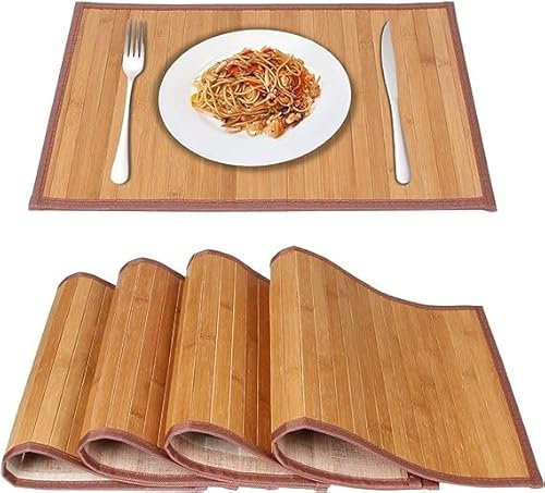 Bambus Tischsets für Esstisch, Tischsets Set von 4,Fleck-resistent, hitzebeständige Platzmatten, langlebige und robuste Essplatz Matten für Küchentisch (30 * 44cm, Original)