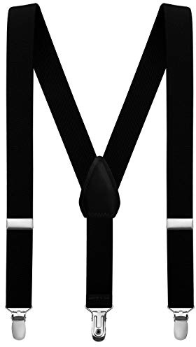 Moulen 1 Inch Durable Suspenders for 3Y-9Y Kids Boys Girls, Black, 26 Inch