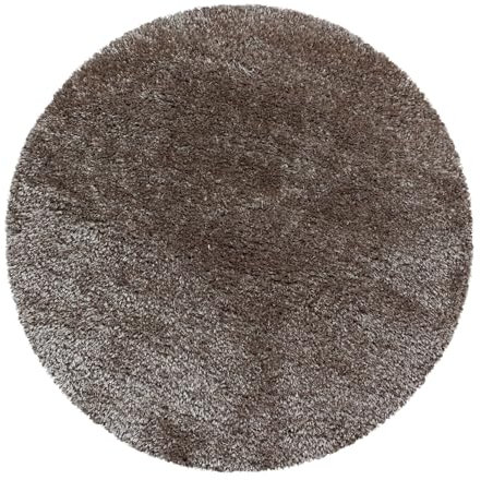 Carpetsale24 Teppich Wohnzimmer Shaggy Einfarbig Design 200 cm Rund Taupe - Hochflor Teppich Schlafzimmer Luxuriöse Kuschelig und Super Weich Langflor 50 mm Florhöhe - Flauschiger Teppich Runder