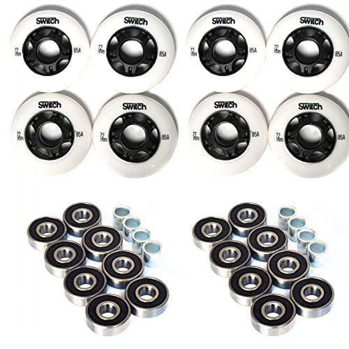 Switch Boards Lot de 8 roues de roller 72 mm 85 A avec roulements ABEC 9