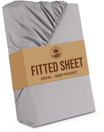 Yorkshire Bedding Deep Fitted Sheets Double Bed Sheet 25 Cm Deep Grey Bed Sheets with Elastic Corners Easy Care Soft Brushed Microfiber Breathable Shrinkage & Fade-Resistant Bedsheets