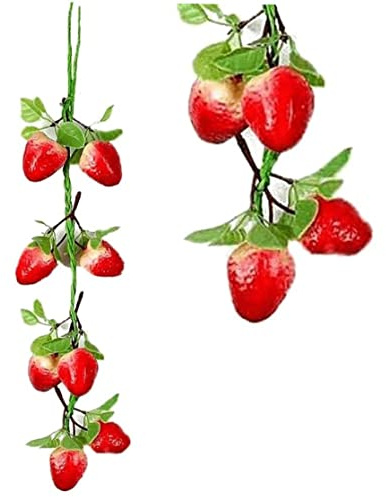 Danlai Garland De Fresa Artificial Fruta Falsa Decoración Colgante De Planta De Simulación Realista para Decoración De Fiesta En Hogar Accesorios De Fotos