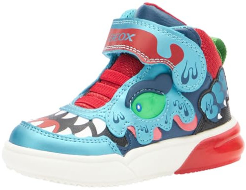 Geox J GRAYJAY Boy Sneaker, LT Blue/RED, 25 EU