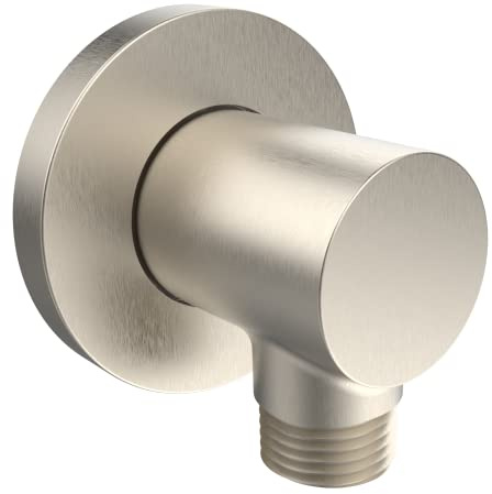 Aquaiaw Wall Supply Elbow with O-Ring Flange, Tapered 1/2 NPT Female Inlet, Solid Brass Wall Union, Round Water Supply Elbow, PVD Brushed Nickel, G1/2 Outlet