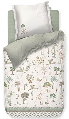 Pip Studio Bettwäsche Giardini di Frutta White Palmen Obstbäumen Natur Mediterran Muschel Muster Wende Weiß Perkal, Größe:135 cm x 200 cm