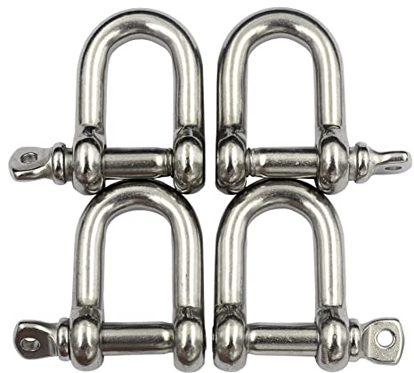 DGOL 4 pcs 5/16 inch Middle Size 304 Stainless Steel Anchor Screw Chain Wire Fastener Connector Bow Shackles Loading 720 lbs