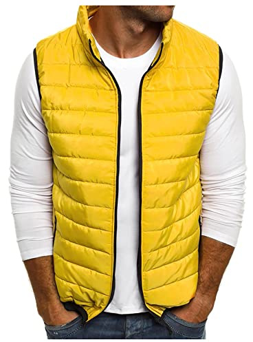 TDEOK Quiltad väst för män, svart, vinter, varm, fritidsväst, utomhus, väst, sportväst, fritidsjacka för män, övergångsjacka, smal passform, lätt väst, softshell jogging, softshellväst