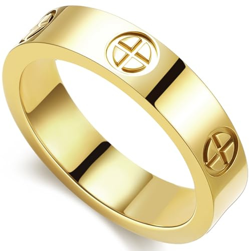 PDWZNBA Love Friendship Ring 18K Gold-Plated Stainless Steel Promise Ring Wedding Band Jewelry Birthday Gifts for Women