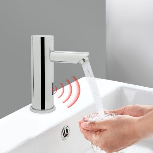 Robinet à capteur infrarouge, mitigeur de lavabo à induction, mitigeur automatique, mitigeur de lavabo chaud et froid, mitigeur de salle de bain chromé