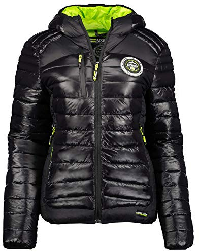 Geographical Norway Bambway Lady Veste Coupe Vent Femme Outdoor - Blouson Deperlant Manches Longues Femmes - Manteau Pluie Randonnee Saison Printemps Ete Automne Hiver (Noir XL)