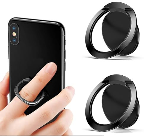 CPJJ 2 Piezas Anillo Soporte Para Movil 2,8 Mm Ultrafino,Soporte De Dedo Para Teléfono Celular De Metal,Para Smartphone Tablet