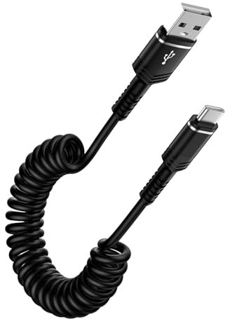 Câble USB C Spiralé, [0.4M-1.8M] Cable USB C Charge Rapide Rétractable Chargeur Cable Type C,Câble USB vers USBC Android pour Samsung Galaxy S25/S24/S23/S22/S21/A56/A55/A54/A16 A15 A14,iPhone 16/15
