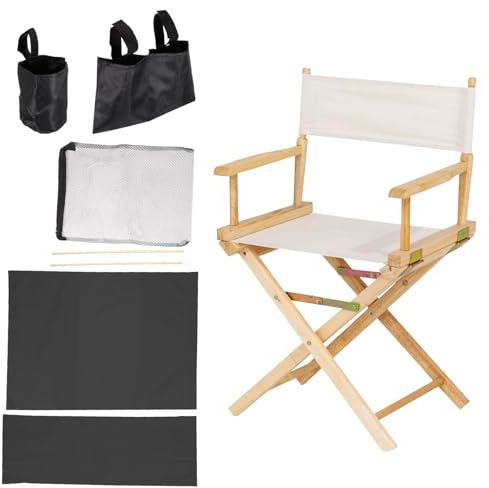 YOKIVE 5-In-1 Chair Accessories Set, Chair Canvas Cover Kit Carrying Storage Bags Hanging Mesh Bag, Great for Director Chairs Replacement (Black)