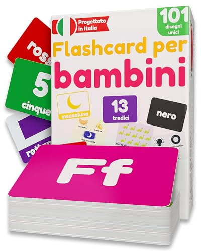 Flashcard per Bambini 1-3 Anni | Alfabeto, Numeri, Animali, Colori - 101 Carte Prime Parole Educative