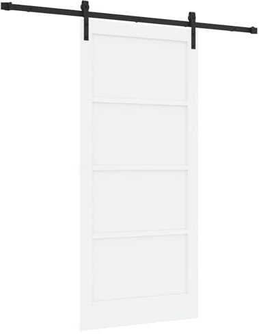 vidaXL Skjutdörr med Uppsättningsset Vit 93x202 cm Massivt Trä Tall
