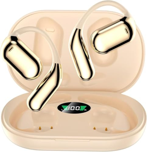 Ultra Open Ear Headphones - Bone Conduction Earphones Wireless Bluetooth 5.5, Waterproof Deep Bass Earbuds for Fitness and Running, Secure Fit for Small Ears, Sweat-Resistant for Workouts