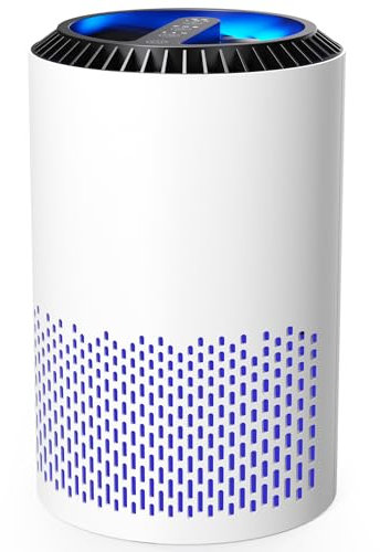AROEVE Luftreiniger für Schlafzimmer, 7 W Luftreiniger mit H13 HEPA Filter, Rauch, Pollen, Hautschuppen, Haare, Gerüche, 22 dB Schlafmodus für Schlafzimmer und Büro, DH-JH01A, Weiß