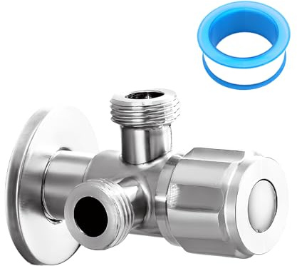 Válvula de Ángulo Doble, Llave Escuadra Doble de 1/2 Pulgada, Llave de Paso Agua Conexión, Válvula de Ángulo con 2 Salidas, Válvulas de Ángulo para Grifo, Fregadero, Cocina y Baño