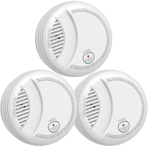 Hapippofa Detecteur de Fumée,Alarme Incendie Détecteur Fumée10 Ans avec Pile 9V Remplaçable,Alarme de Pile Faible, Certifié Selon EN14604,3 PCS