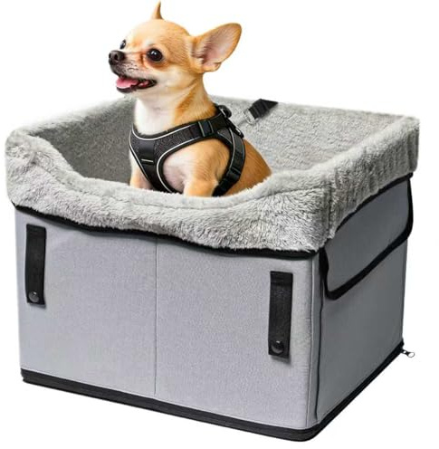 Newthinking Dog Car Booster Seat, Dog Travel Seat Booster with Belt for Car
