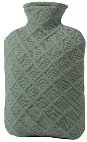 Bolsa De Agua Caliente Con Funda 1.2L,Calentador Para Cama Con Agua Caliente - A prueba de fugas Extraíble Retención de Calor 4-6 Horas con Funda para Espalda Hombros Piernas Manos Invierno Viaje Escu