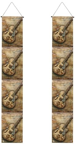 Bonita pancarta de porche con estampado de guitarra, pancarta al aire libre, decoraciones de Acción de Gracias, para todas las celebraciones