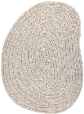 rugsx Organic 2743 Sisalteppich Baumringstumpf Ecru/Natur - Moderne unregelmäßige Form, flachgewebt - Outdoor & Indoor Teppich - 120x170 cm