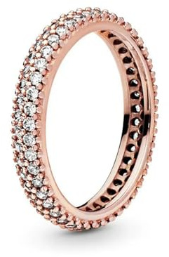 925 Sterling Silver Lyx Utsökt roséguld Hjärtform Fyrkantig Kronring Klassisk glänsande dam