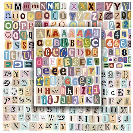 378pcs Retro Alphabet Stickers, Self-Adhesive Letter Stickers for Scrapbooking & Journaling, DIY Initial Letters, Vintage Stickers for Travel Scrapbook, Bullet Journal, Card Making Supplies