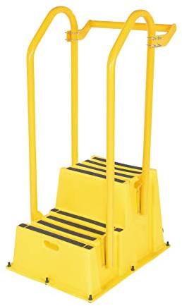 Vestil SPN-2-YL-HR-BR-PO Polyethylene Nestable with Hand and Back Rails Casters 2 Step 500 Lb. Capacity Yellow