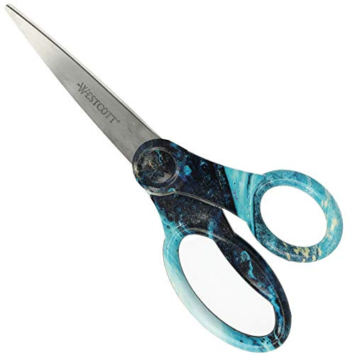 Westcott Sax i Pouring Art- och marmorutseende, universalsax med rostfria blad och plasthandtag, 20,4 cm, turkos, E-38081 BLUE