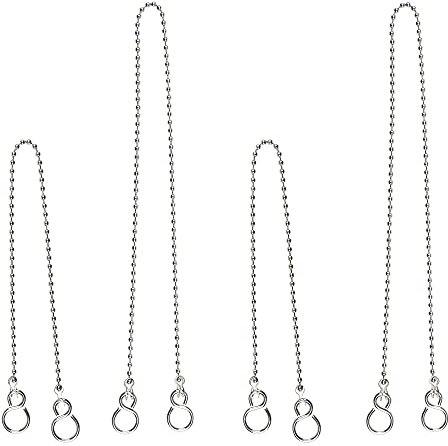 Waschbecken Kette Kugelkette 4 Stück Abfluss Stöpsel Kette aus 304 Edelstahl Küche Bad Stopper Plug Fit Edelstahl Ersatz mit Haken für Becken Badzubehör (Kettenlänge 30cm 45cm | Ø 3mm)