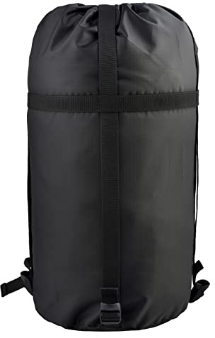 Azarxis Compression Stuff Sack for Sleeping Bag, Lightweight Compression Bag for Clothes Storage Water Resistant Compact for Outdoor Camping Hiking Backpacking Travelling Trekking (Black - L)