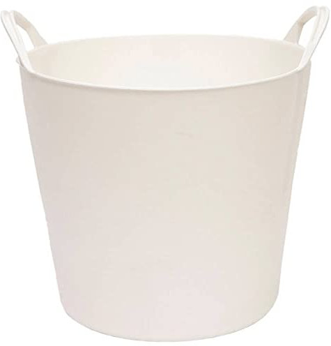 CABLEPELADO Capazo de plástico, Cubo de plástico, Balde de plástico, Cubeta de plástico, Barreño de plástico, 25 litros, Diametro Superior: 38 cm, Diametro Inferior: 28 cm, Altura: 30 cm, Color Blanco