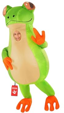 Morph groddräkt för barn, uppblåsbar grön groda dräkt, uppblåsbar kermit kostym för barn, rolig utklädning