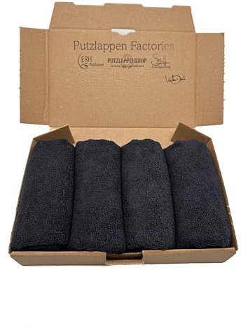 ERH Putzlappen Ultra-Mikrofasertücher, schwarz 40x40cm, 4er-Set Reinigungstücher Reinigungstücher (Sparset, 4-TLG., Frotteestruktur, waschbar bis 95 Grad)