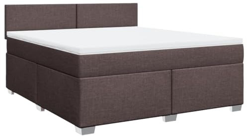 vidaXL Boxspringbett, Polsterbett Bett mit Matratze Matratzenauflage, Bettgestell mit Kopfteil Lattenrost, Doppelbett für Schlafzimmer, Dunkelbraun 180x200cm Stoff