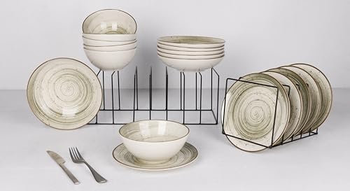 Cosy & Trendy Service Petit-déjeuner en Grès Sintra, vert, 18 pièces, 6 personnes