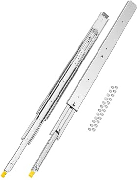 VEVOR 1 Pair Full Extension Drawer Slides 18 20 22 28 30 32 36 38 40 44 48 52 56 60 in, 500 lbs Load Capacity Locking Drawer Slides, Ball Bearing with Lock Side Mount Drawer Slide Rail