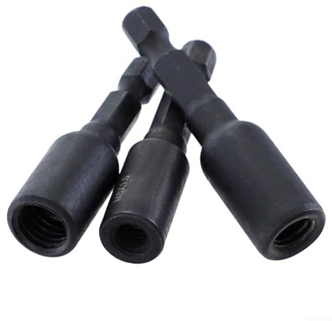 Juego de adaptadores de enchufe autorroscantes Cr-Mo con vástago hexagonal de 1/4 pulgadas para tuercas de inserción y pernos de suspensión para tornillo de doble cabeza M6 M8 M10 (B)