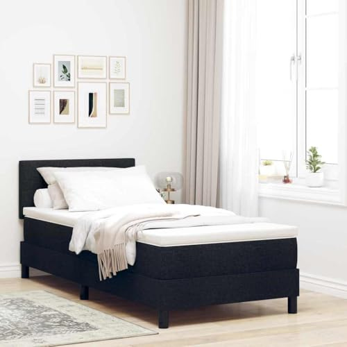 INLIFE Lit boxspring avec Matelas avec Matelas Noir 90 x 200 cm tissu-3338659