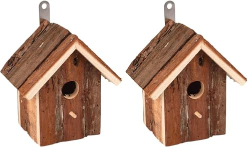 Nichoir Oiseaux extérieur – Gitano Bois – 16 cm – pour mésange Bleue, Tarin des aulnes & Troglodyte – Bois d’épicéa résistant aux intempéries – Trou d’entrée 28 mm – Crochet métallique – Flamingo