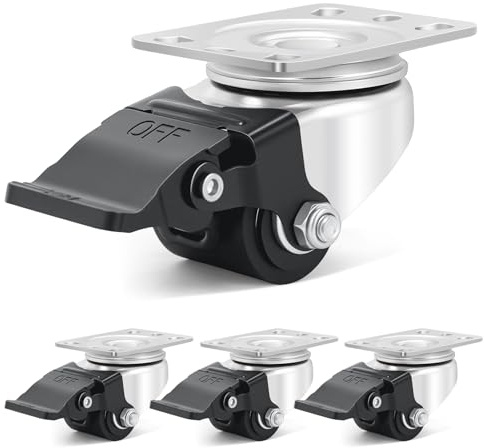 Humagineer Ruedas para Muebles Pesados 32mm, 360 Grados Ruedas Giratorias con Freno, Nylon Bajo Centro de Gravedad Ruedas Carga 500KG, Ruedas para Mover Muebles, Mesa de Centro, Armarios, Set de 4
