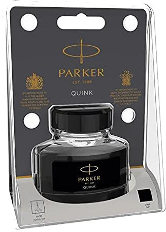 Parker QUINK Fountain Pen Ink Bottle | Black | 57 ml Fountain Pen Refill | Blister Pack