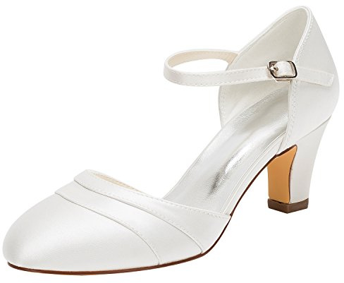 Emily Bridal Scarpe da Sposa Silk Women Like Satin Stiletto Heel Pompe Chiuse Chiuse (EU39, Avorio)