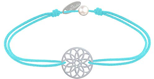 Les Poulettes Bijoux - Armbandslänk silvermedalj Mandala livets frö, Ädelsten Sterlingsilver