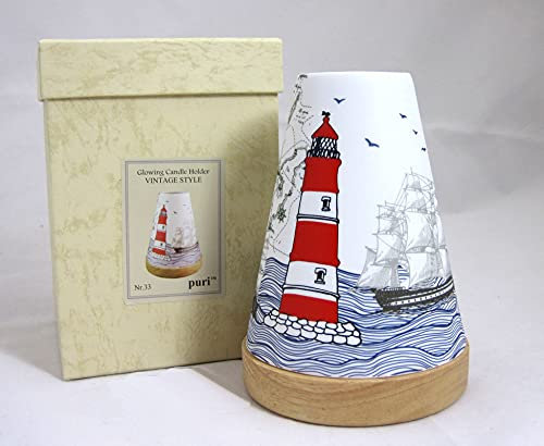 Hellmann Versand GmbH Teelichtleuchter Vintage Style Leuchtturm Nr.33 Mehrfarbig ca. 14,5 cm hoch