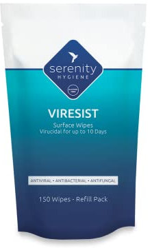 Antibacterial Cleaning Wipes - Viresist 10 Day Residual Protection - Sanitising Surface Wipes for all Hard Surfaces- Made in UK - Refillable Pouch of 150 Large Strong Wet Wipes - Refill Pack of 1