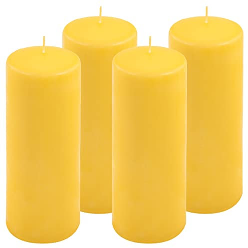Stumpenkerze Höhe 20 cm Ø 7,5 cm lange Brenndauer Rund-Kerze Säulenkerzen Kerzen-Deko Tafelkerzen Weihnachts-Kerzen Hochzeit Xmas (gelb, 4)